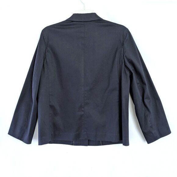 Jones New York Signature Navy Blue Blazer Size L Silver Snap Button Career - Picture 4 of 12